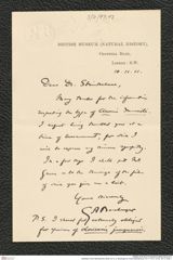 Nachlass Franz Steindachner, Brief von G. A. Boulenger an Franz Steindachner (10.11.1911), Inv.Nr. 49.13, Seite 1